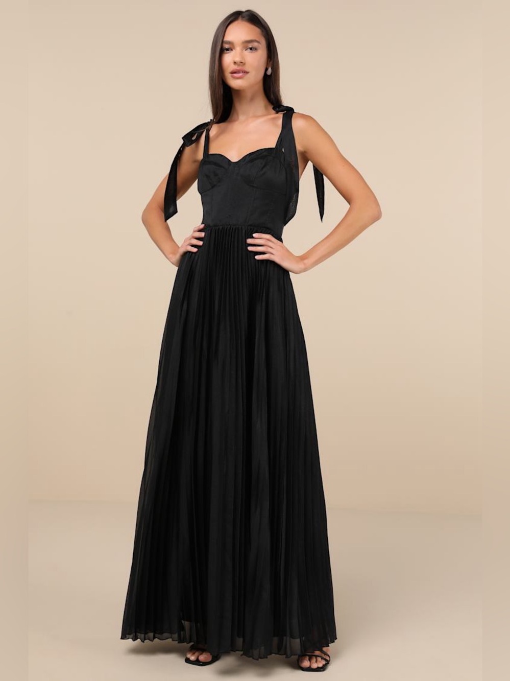Lulu's New With Tags Black Satin Fit-and-Flare Dress Size Large